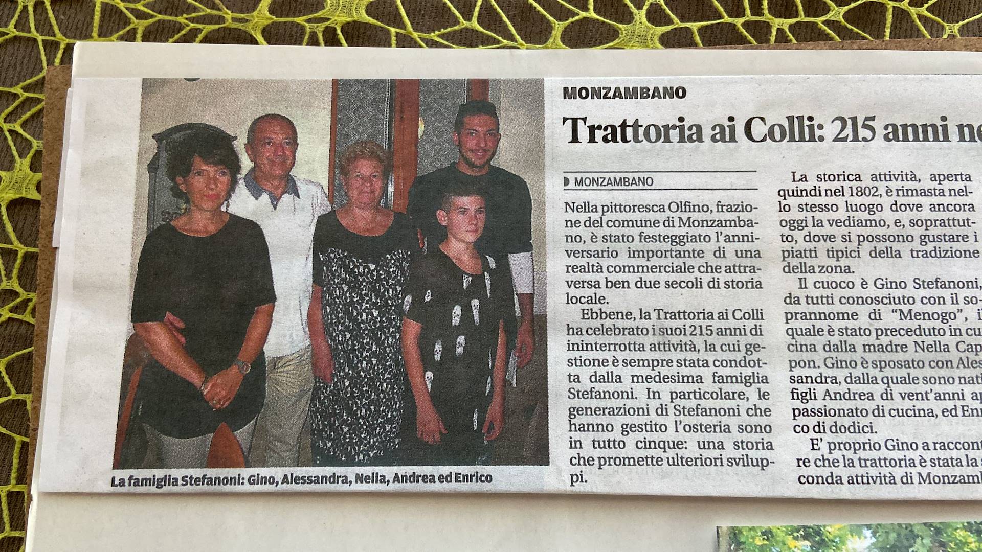 Trattoria dei Colli, un’insegna che fa la storia